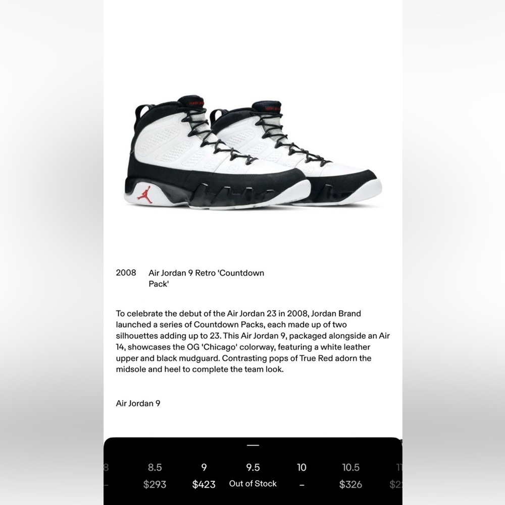 Air Jordan 9 Retro White & Black Sz. 6.5 Youth & Mens / 8 Women’s - Picture 7 of 10
